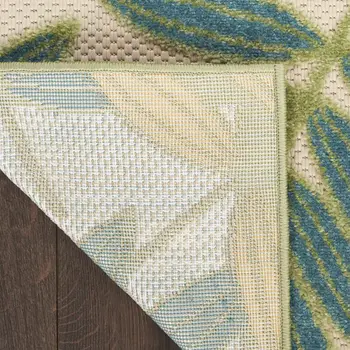 8' Green Yellow And Blue Floral Indoor Outdoor Runner Rug