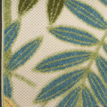 8' Green Yellow And Blue Floral Indoor Outdoor Runner Rug