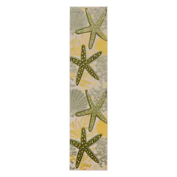 8' Green And Yellow Starfish Indoor Outdoor Runner Rug