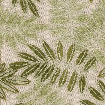 8' Ivory And Green Palm Leaf Indoor Outdoor Runner Rug