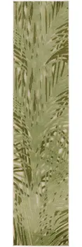 8' Ivory And Green Palm Leaf Indoor Outdoor Runner Rug