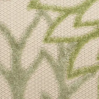 5' X 8' Ivory And Green Floral Indoor Outdoor Area Rug