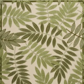 5' X 8' Ivory And Green Palm Leaf Indoor Outdoor Area Rug
