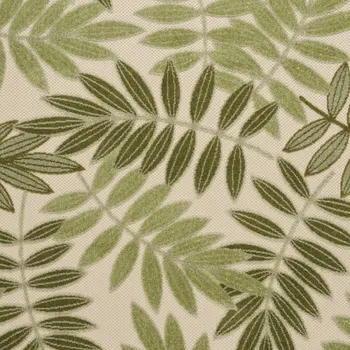 5' X 8' Ivory And Green Palm Leaf Indoor Outdoor Area Rug