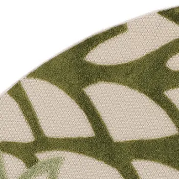 8' Ivory And Green Round Floral Indoor Outdoor Area Rug