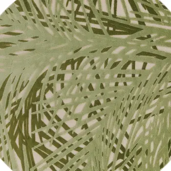 8' Ivory And Green Round Palm Leaf Indoor Outdoor Area Rug