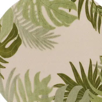 8' Ivory And Green Round Palm Leaf Indoor Outdoor Area Rug
