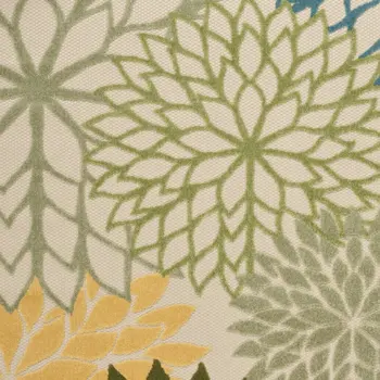 6' X 9' Dark Green Green Yellow And Blue Floral Indoor Outdoor Area Rug