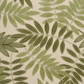 6' X 9' Ivory And Green Palm Leaf Indoor Outdoor Area Rug