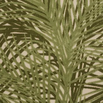 6' X 9' Ivory And Green Palm Leaf Indoor Outdoor Area Rug