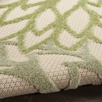 8' X 11' Ivory And Green Floral Indoor Outdoor Area Rug