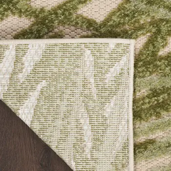 8' X 11' Ivory And Green Palm Leaf Indoor Outdoor Area Rug