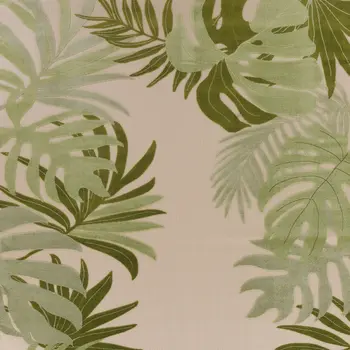 8' X 11' Ivory And Green Palm Leaf Indoor Outdoor Area Rug