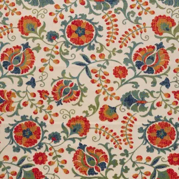 8' X 11' Red Gold Teal Blue And Green Floral Indoor Outdoor Area Rug