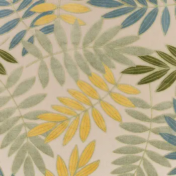 10' X 14' Ivory Green Yellow Blue And Dark Green Palm Leaf Indoor Outdoor Area Rug