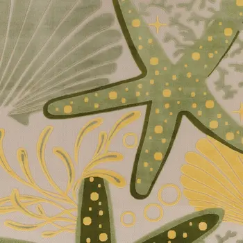 10' X 14' Ivory Green Yellow Blue And Dark Green Starfish Indoor Outdoor Area Rug