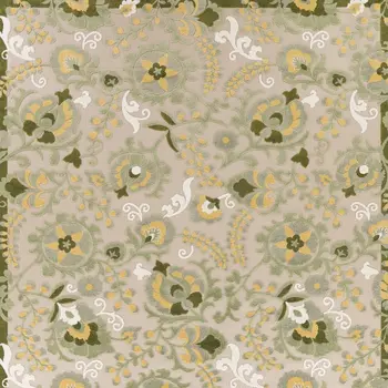 10' X 14' Ivory Green And Yellow Floral Indoor Outdoor Area Rug