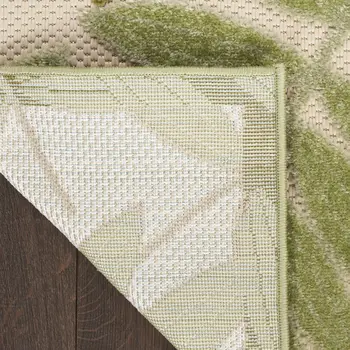 10' X 14' Ivory And Green Palm Leaf Indoor Outdoor Area Rug