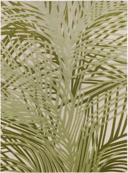 10' X 14' Ivory And Green Palm Leaf Indoor Outdoor Area Rug