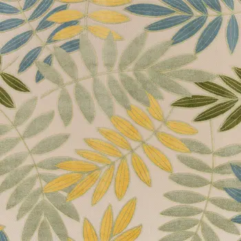 9' X 12' Green Yellow Blue Ivory And Dark Green Palm Leaf Indoor Outdoor Area Rug