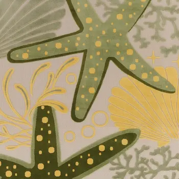 9' X 12' Green Yellow Blue Ivory And Dark Green Starfish Indoor Outdoor Area Rug