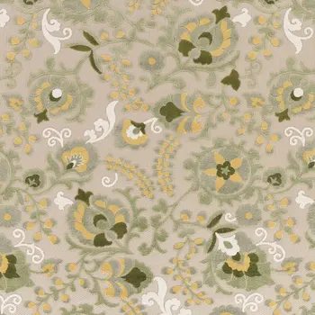 9' X 12' Ivory Green And Yellow Floral Indoor Outdoor Area Rug