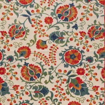 9' X 12' Ivory Red Blue And Green Floral Indoor Outdoor Area Rug
