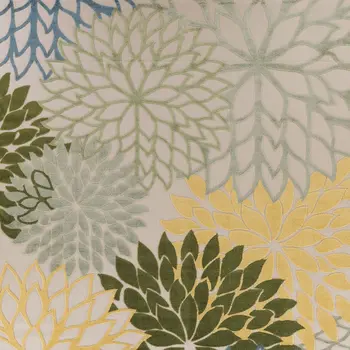 12' X 15' Green Blue Yellow And Dark Green Floral Indoor Outdoor Area Rug