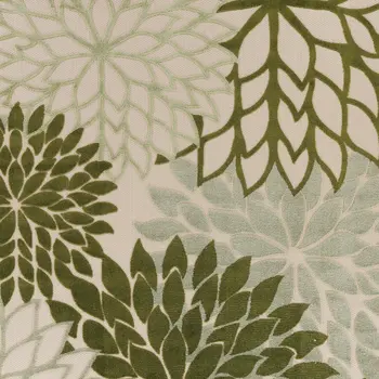 12' X 15' Ivory And Green Floral Indoor Outdoor Area Rug
