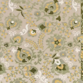 12' X 15' Ivory Green And Yellow Floral Indoor Outdoor Area Rug