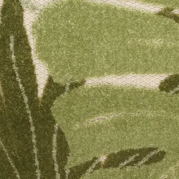 12' X 15' Ivory And Green Palm Leaf Indoor Outdoor Area Rug