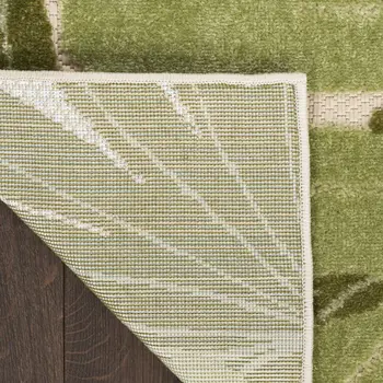12' X 15' Ivory And Green Palm Leaf Indoor Outdoor Area Rug