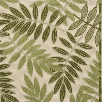 4' X 6' Ivory And Green Palm Leaf Indoor Outdoor Area Rug