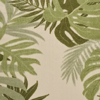 4' X 6' Ivory And Green Palm Leaf Indoor Outdoor Area Rug