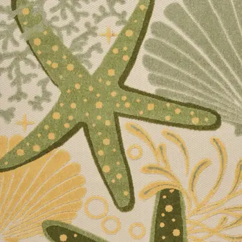 4' X 6' Green And Yellow Starfish Indoor Outdoor Area Rug