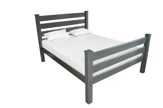 Gray Solid Wood Queen Bed Frame