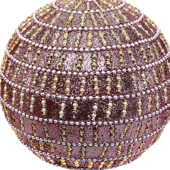 Set of Four Gold And Pink Glitter Handcrafted Shatterproof Ball Ornaments