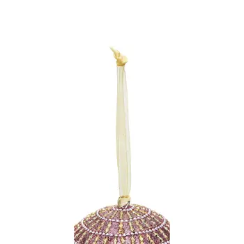 Set of Four Gold And Pink Glitter Handcrafted Shatterproof Ball Ornaments