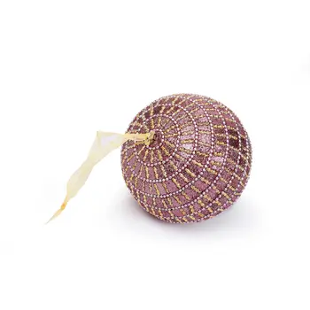 Set of Four Gold And Pink Glitter Handcrafted Shatterproof Ball Ornaments
