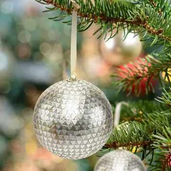 Set of Four Silver And Gold Handcrafted Shatterproof Ball Ornaments