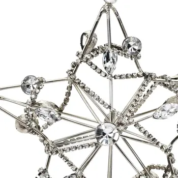 Set of Four Gold And Silver Handmade Faux Crystal And Metal Hanging Star Ornaments