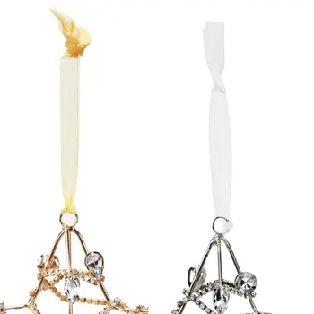 Set of Four Gold And Silver Handmade Faux Crystal And Metal Hanging Star Ornaments