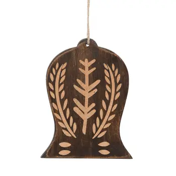 Set of Four Brown Handmade Wood Bell Shaped Ornaments