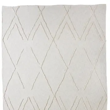 Ivory Geometric Queen Cotton Coverlet