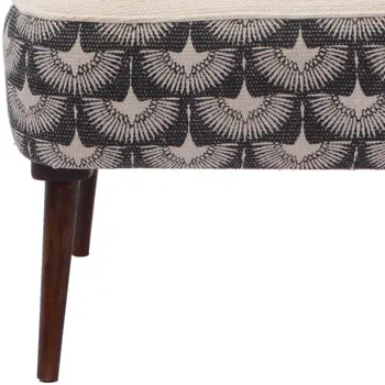 30" Cream Charcoal and Brown Geometric Tufted Wingback Chair