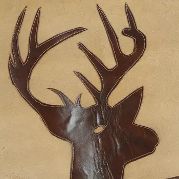 30" Brown And Tan Canvas And Leather Deer Stag Butterfly Chair