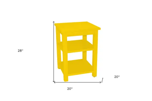 28" Yellow Solid Wood Nightstand