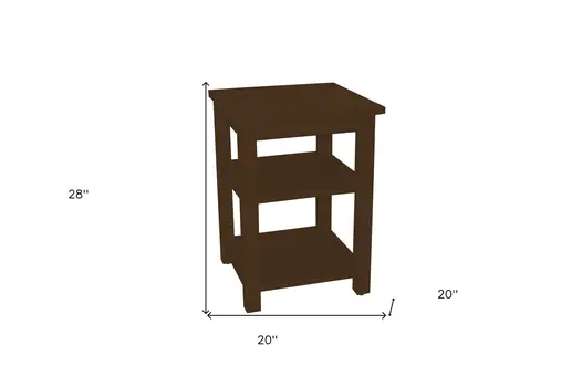 28" Dark Brown Solid Wood Nightstand