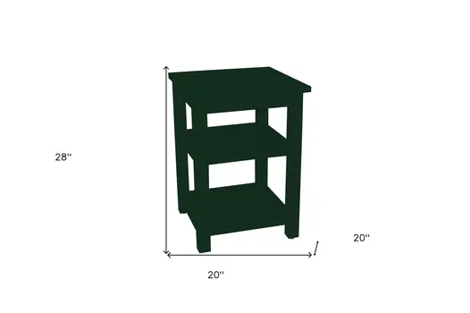 28" Dark Green Solid Wood Nightstand