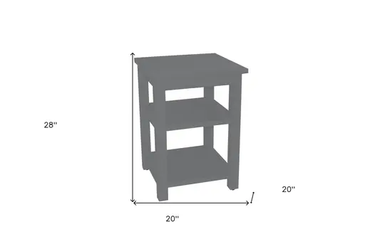 28" Gray Solid Wood Nightstand